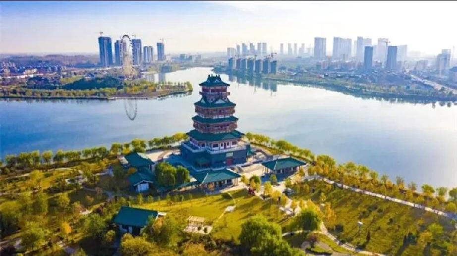 郁文阁：成武县文亭湖的文化地标

始建时间：2015年
建筑高度：46米，外五内