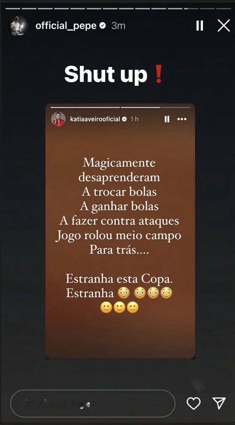 📲 前皇家马德里和葡萄牙传奇佩佩来自 IG：“闭嘴❗️”葡萄牙世界杯c罗球迷攻