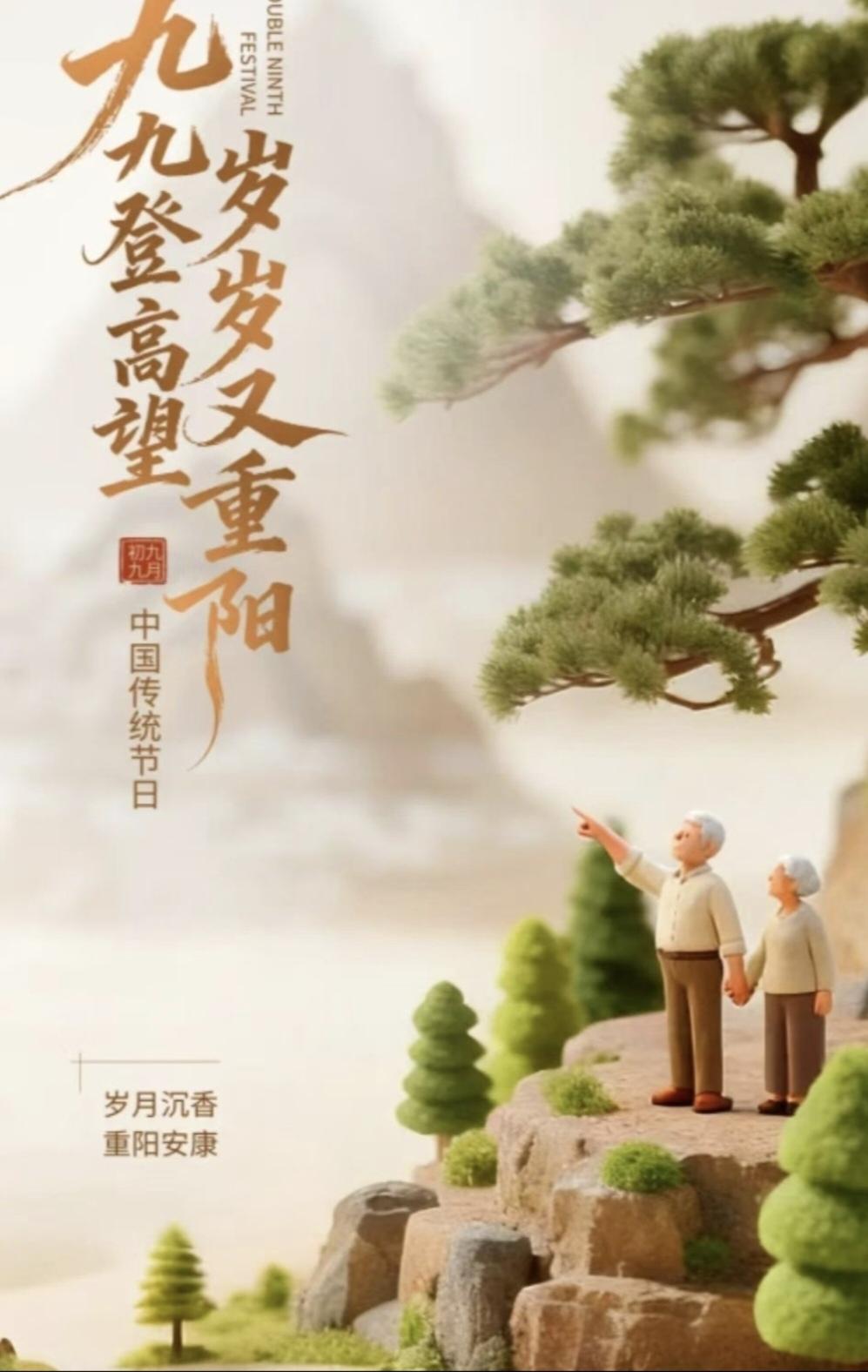 今天九月初九，重阳节，也是咱们的老年节。上了年纪才觉得，这个节日过着心里暖和。