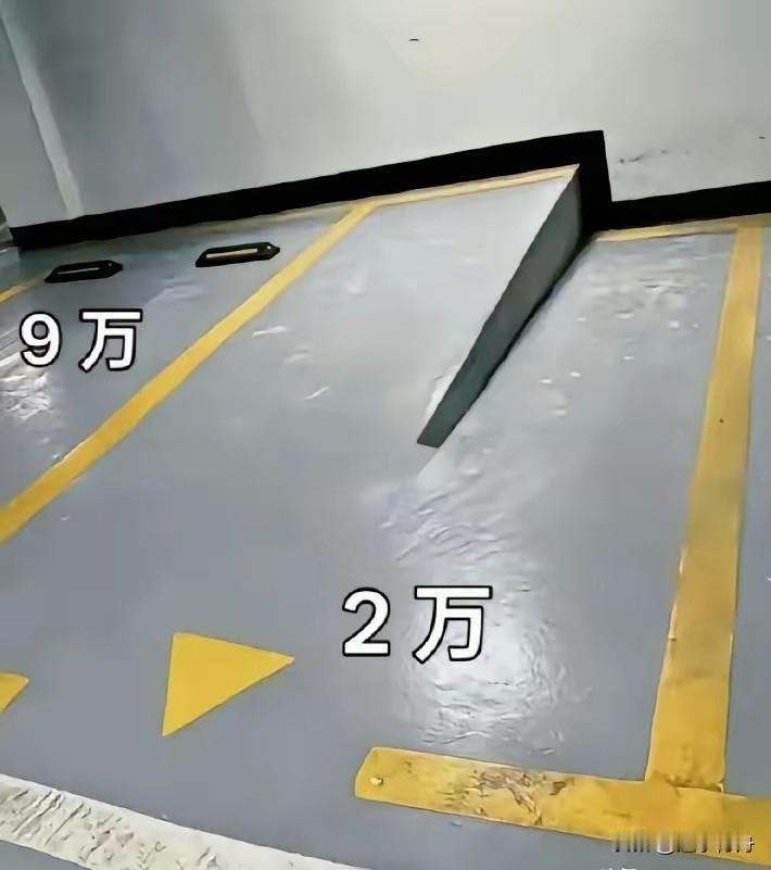 左边的车位9万右边的车位2万，大家说买哪个好点？右边的便宜但是车位是斜的后面还有