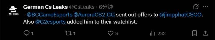 小吉米真抢手！根据German Cs Leaks爆料，BCGame与Aurora