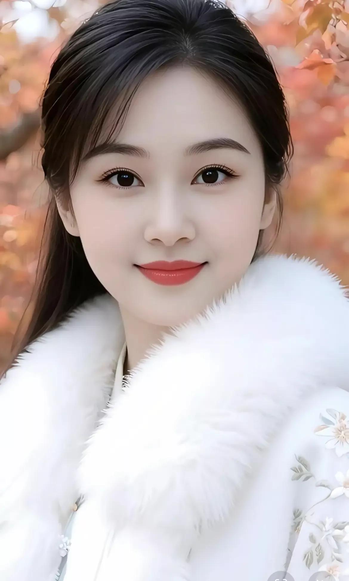 秋日暖阳下的甜美少女，毛绒外套搭配，尽显冬日温馨。秋冬毛绒绒穿搭 毛绒外套搭配 