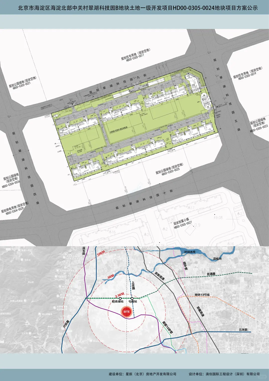 海淀翠湖地块设计方案公示，已经是中海来操盘，一共是6栋楼。
本项目总建筑规模为6...