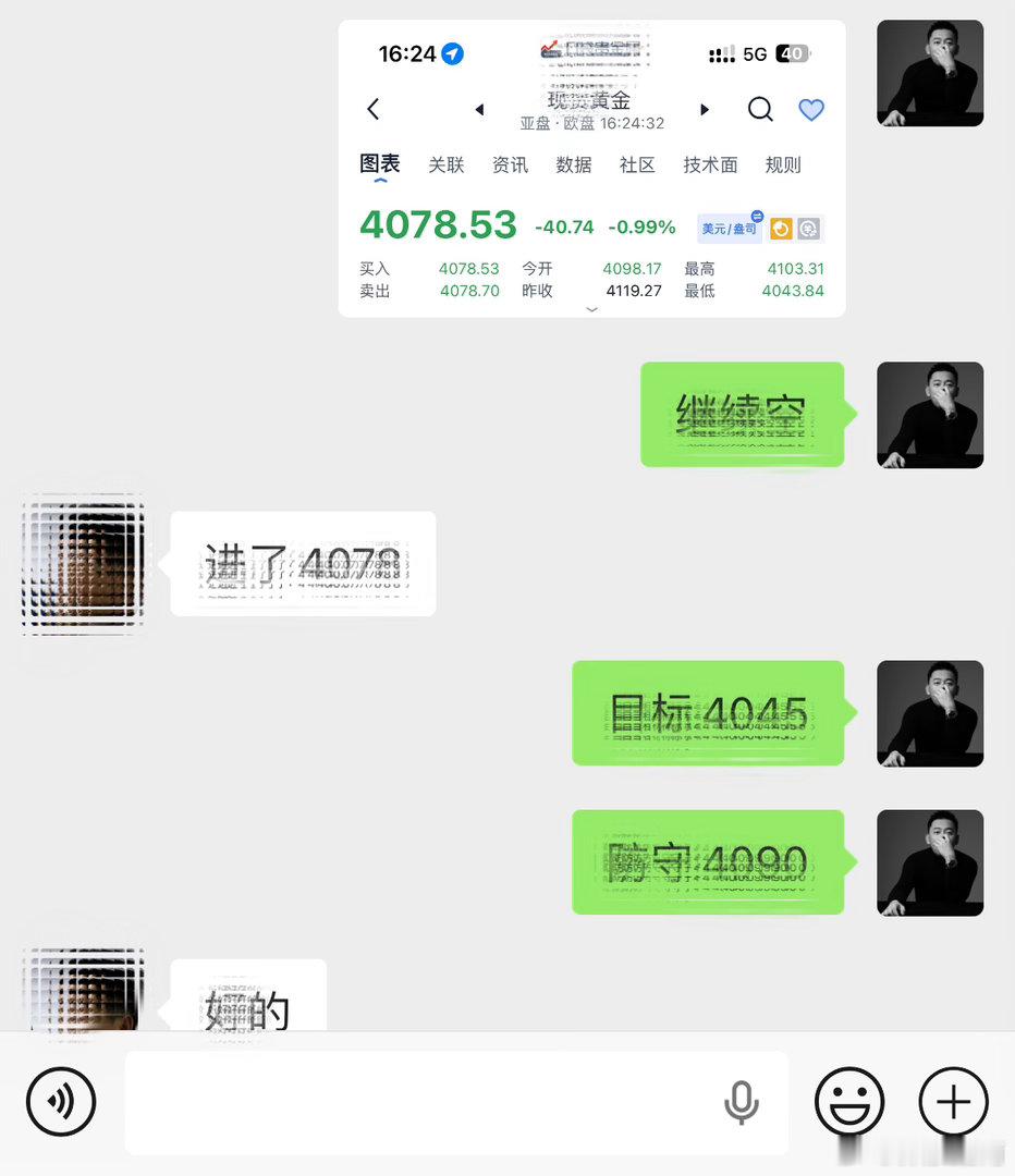 日内第四單：4078规划入场點位，行情如期下行抵达4045目标，4090构筑风控
