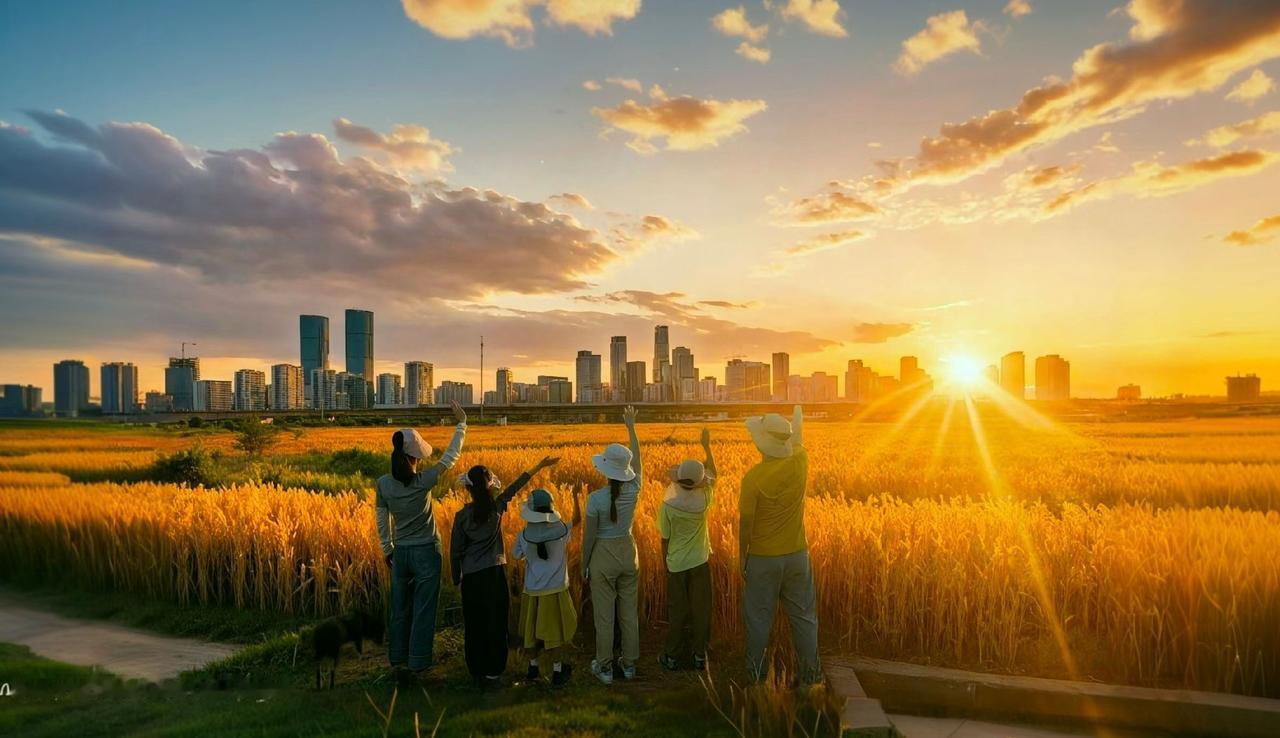 （原创）
城市稻田
世纪田园今日开镰……