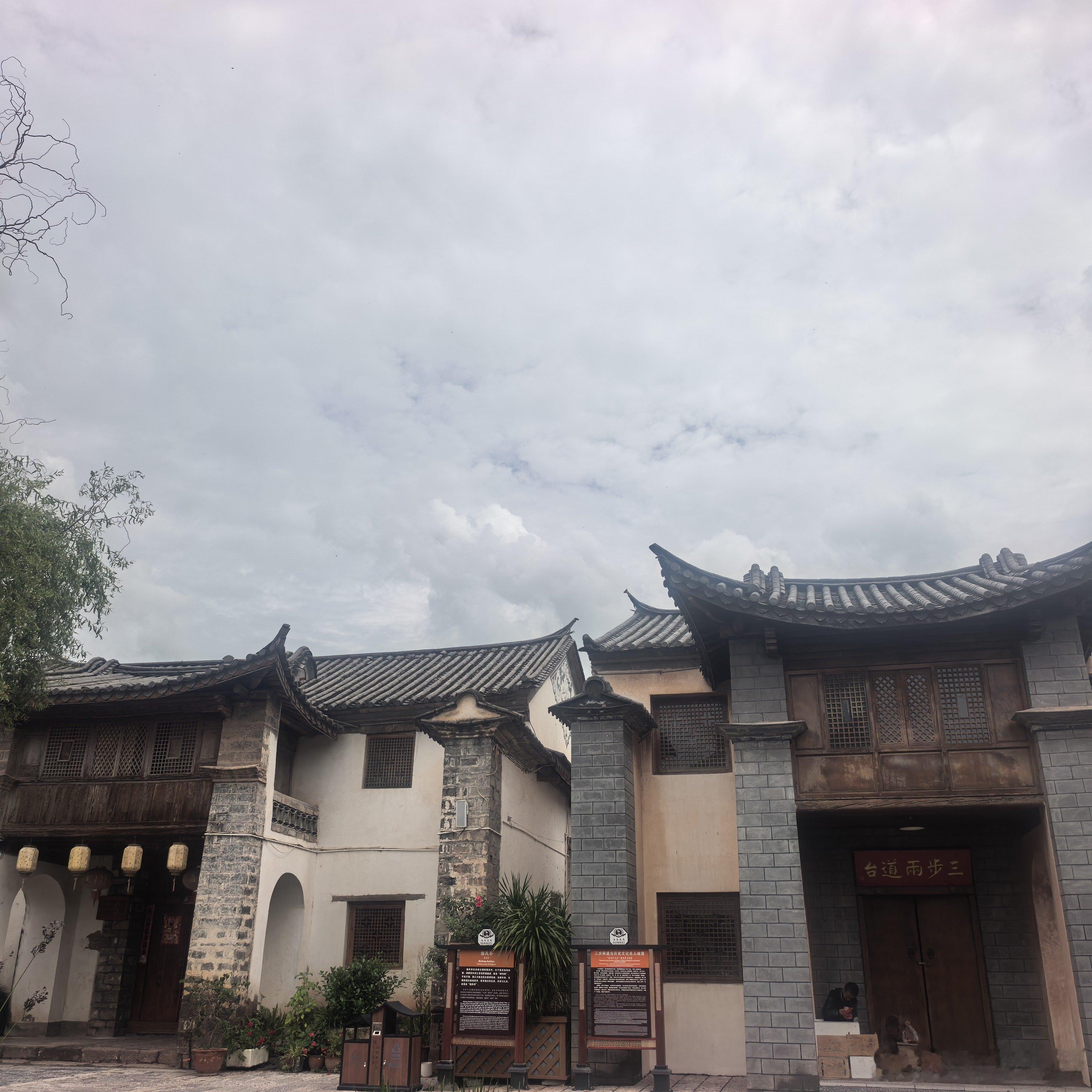 古镇几乎没游客，遇到一棵开得超级好的三角梅。 