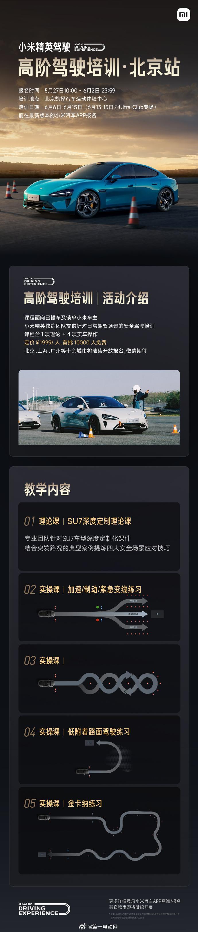 小米精英驾驶“高阶驾驶培训”北京站报名通道已于上午10点开启，其他城市也将陆续开