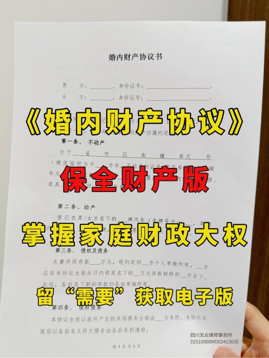 3月更新版婚内财产协议，保全财产版