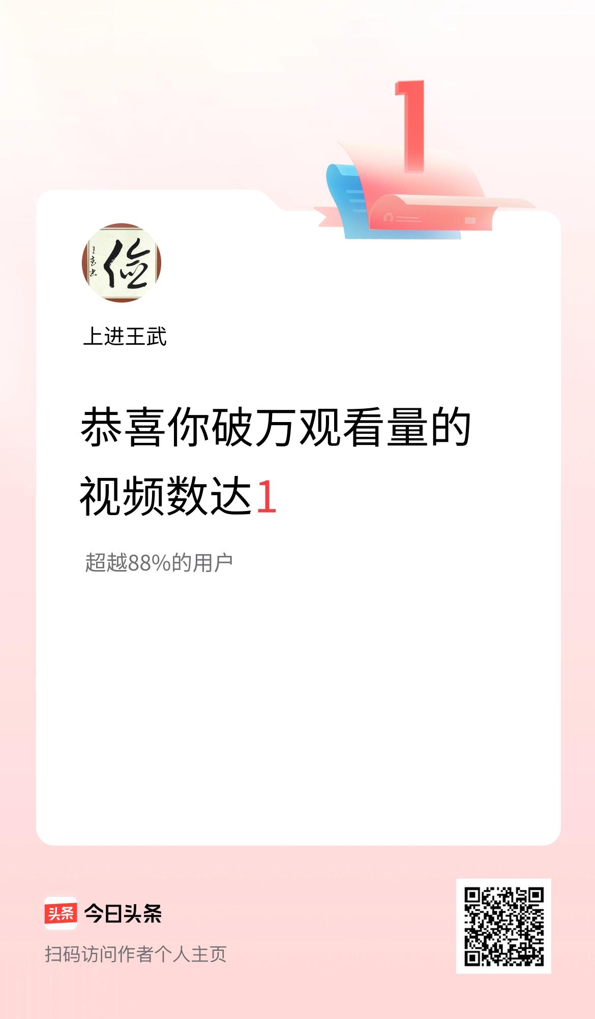 我在头条有1条视频播放量破万了！