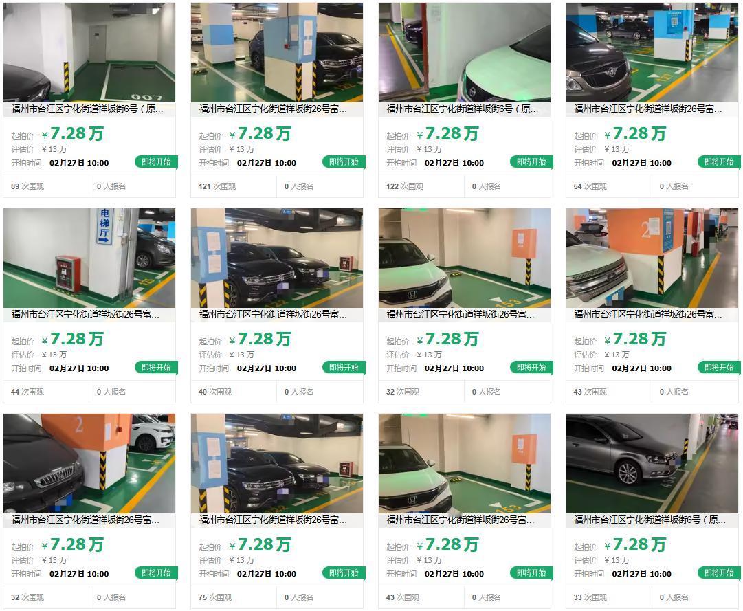通通仅7.28万！福州一知名楼盘32个车位低价甩卖！[惊呆]

近日，阿里法拍平