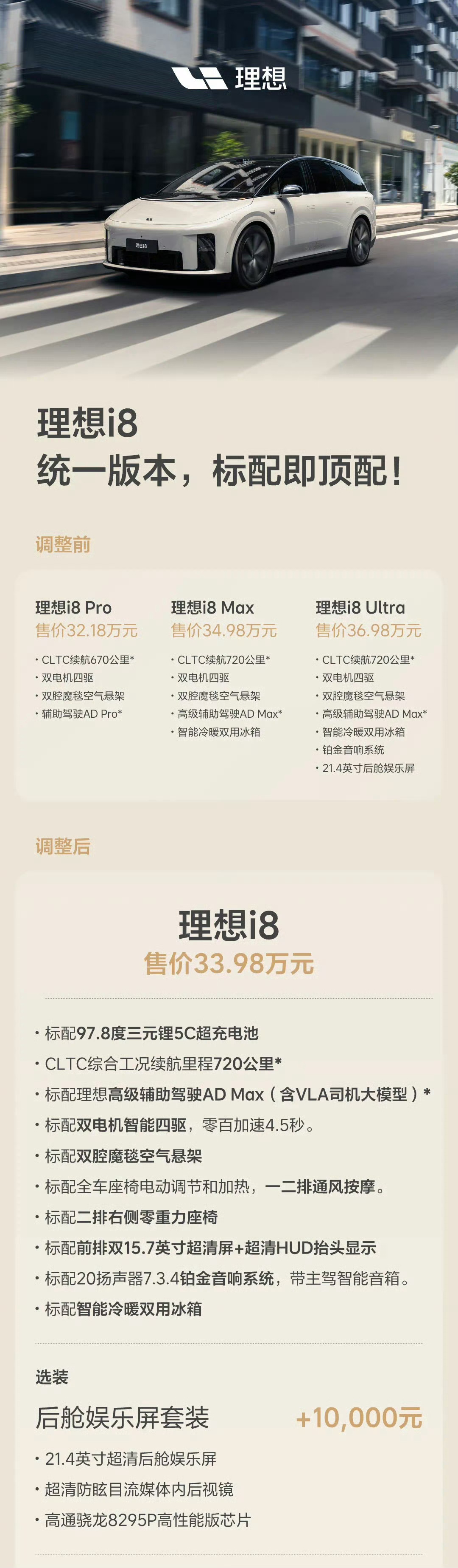 曝理想i8将改为单一配置理想这次真的听劝，取消 Pro、Max、Ultra 的划