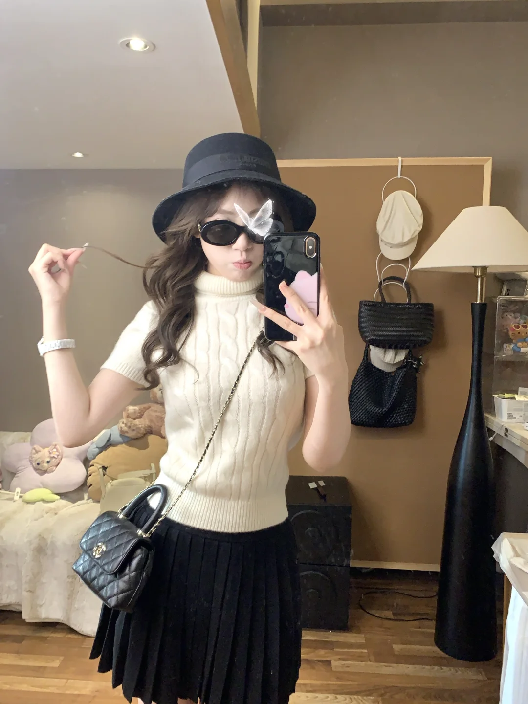 蘑糯糯新品试穿｜奶白针织➕百褶裙