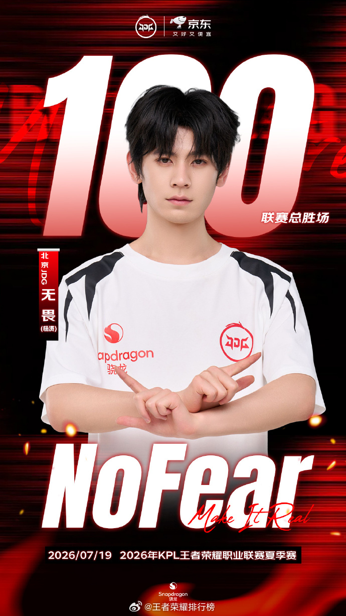 无畏达成联赛100胜场无畏解锁联赛百胜里程碑，赛场多次关键开团，实力铸就亮眼战绩