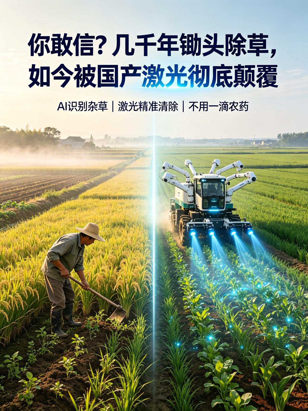 你敢信？几千年锄头除草，如今被国产激光彻底颠覆

从古至今种地，农户逃不开除草难