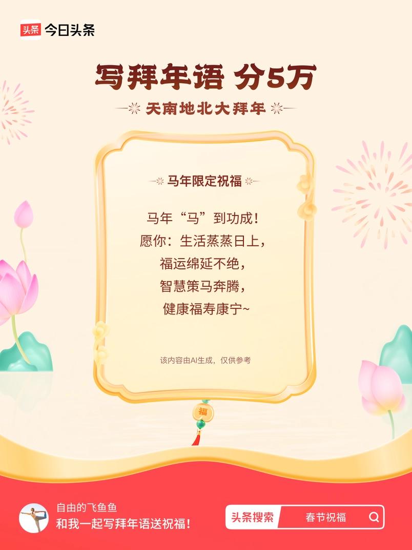 写拜年语送祝福新春拜年送祝福！我的祝福是：“马年“马”到功成！愿你：生活蒸蒸日上