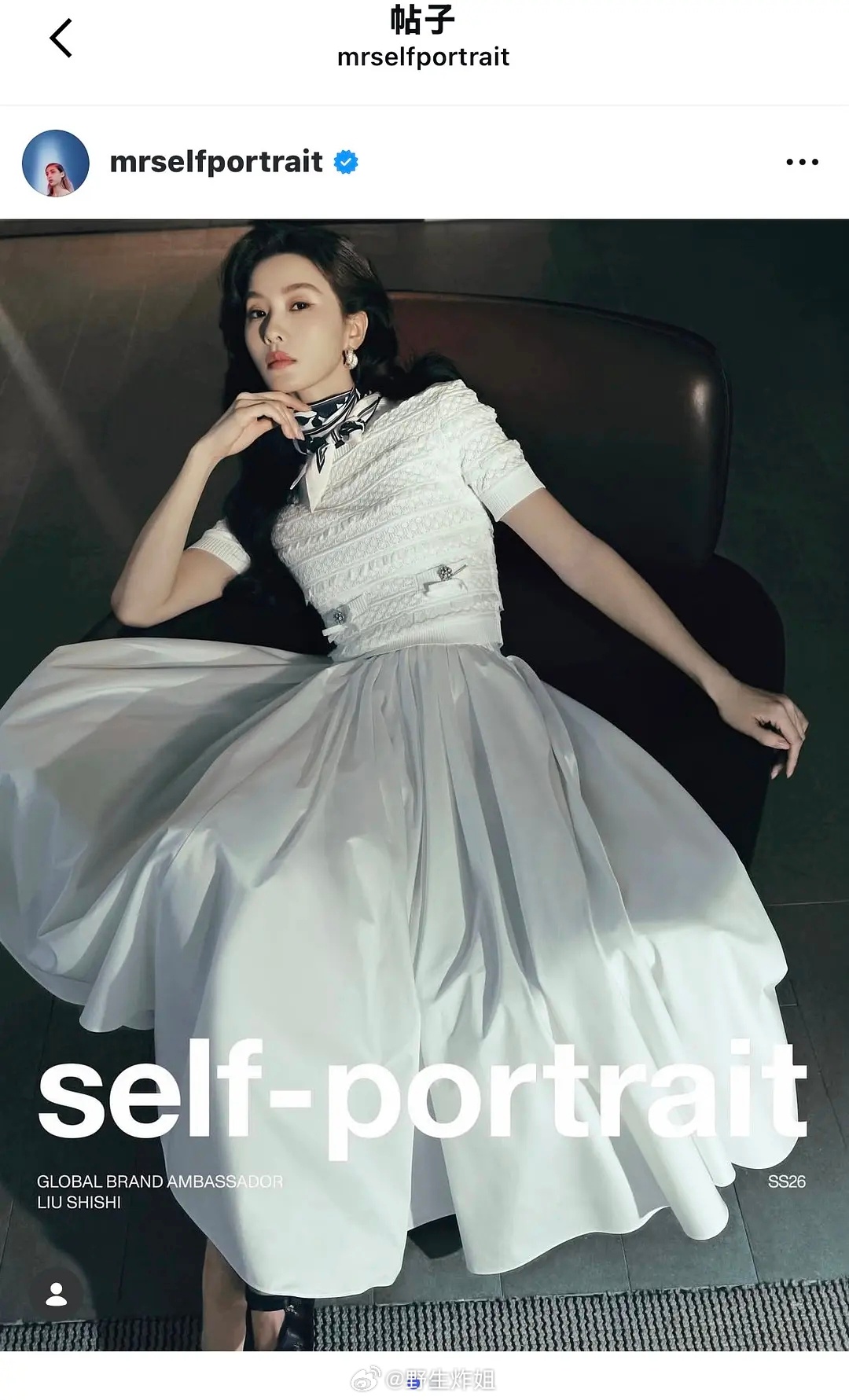 刘诗诗self-portrait 外网先官宣了，第5个奢牌全球代！ 