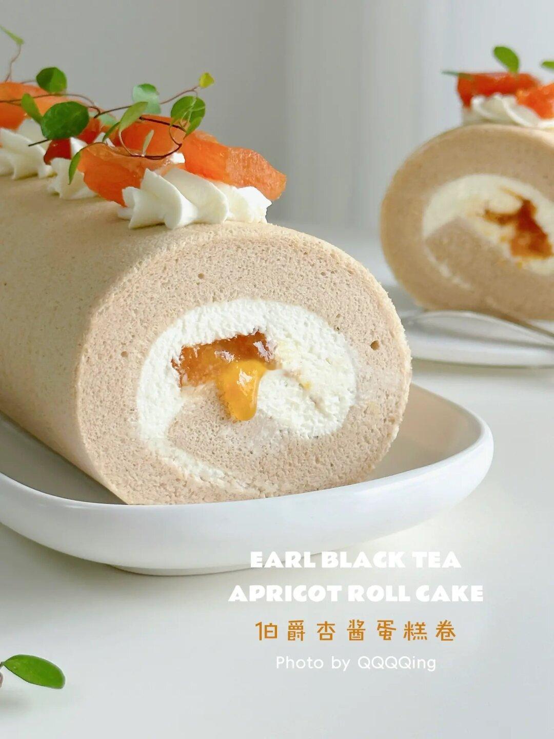 🟠伯爵红茶杏子蛋糕卷🍰附教程
