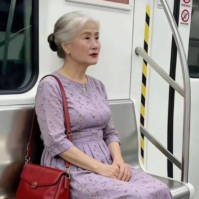 地铁偶遇奶奶，精致穿搭直接惊艳到我
 
在地铁上撞见一位奶奶，整个人的状态也太好