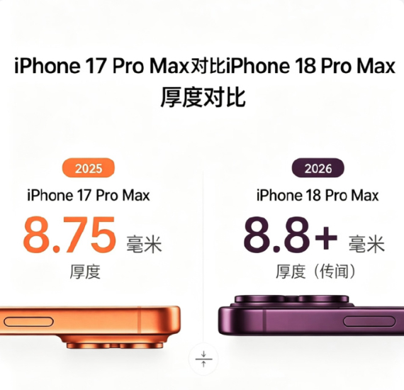 iPhone18Pro八大亮点iPhone18ProMax实测厚度8.75mm 