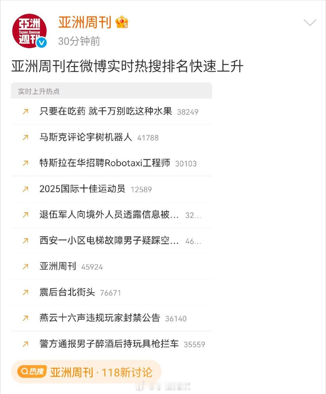 亚洲周刊：终于登上热搜榜
