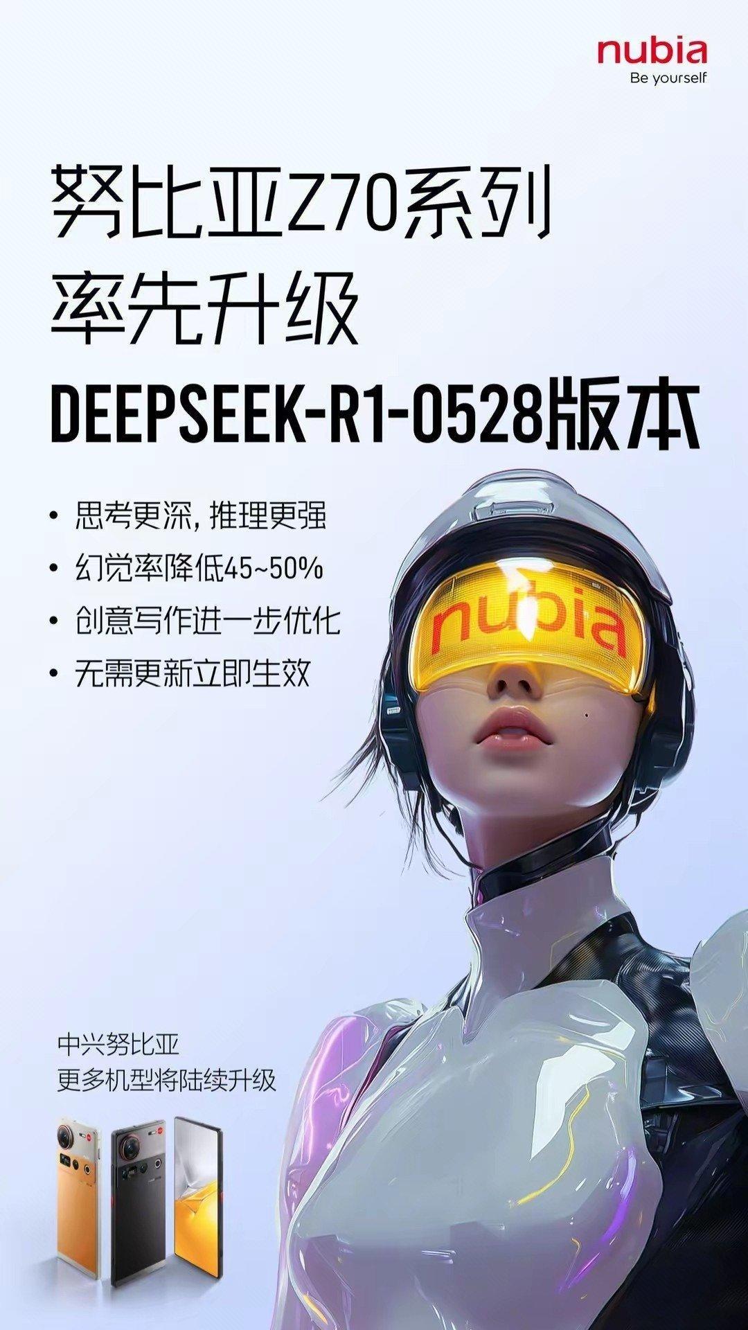 【努比亚Z70系列全系产品升级DeepSeek-R1-0528版本】努比亚手机官