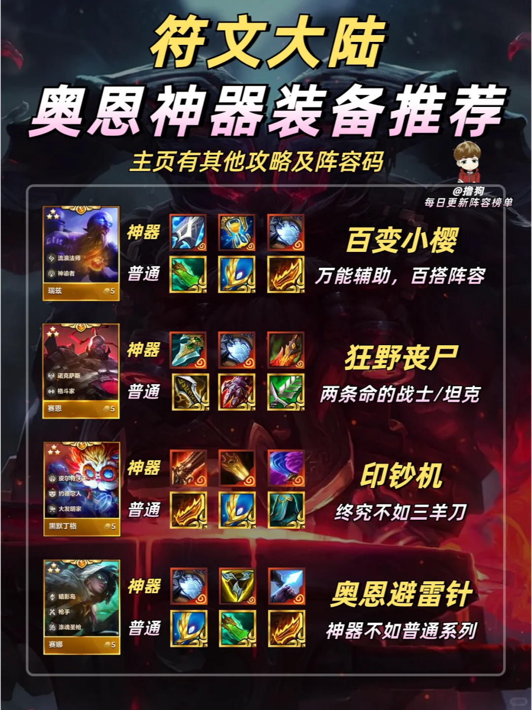 奥恩神器装备推荐（符文大陆/恭喜发财）