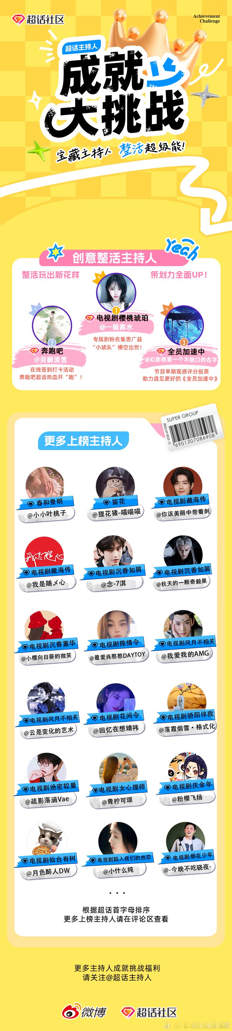 【25年5&6月影视综超话成就主持人名单出炉】剧粉名称征集[比心心]签到打卡活动