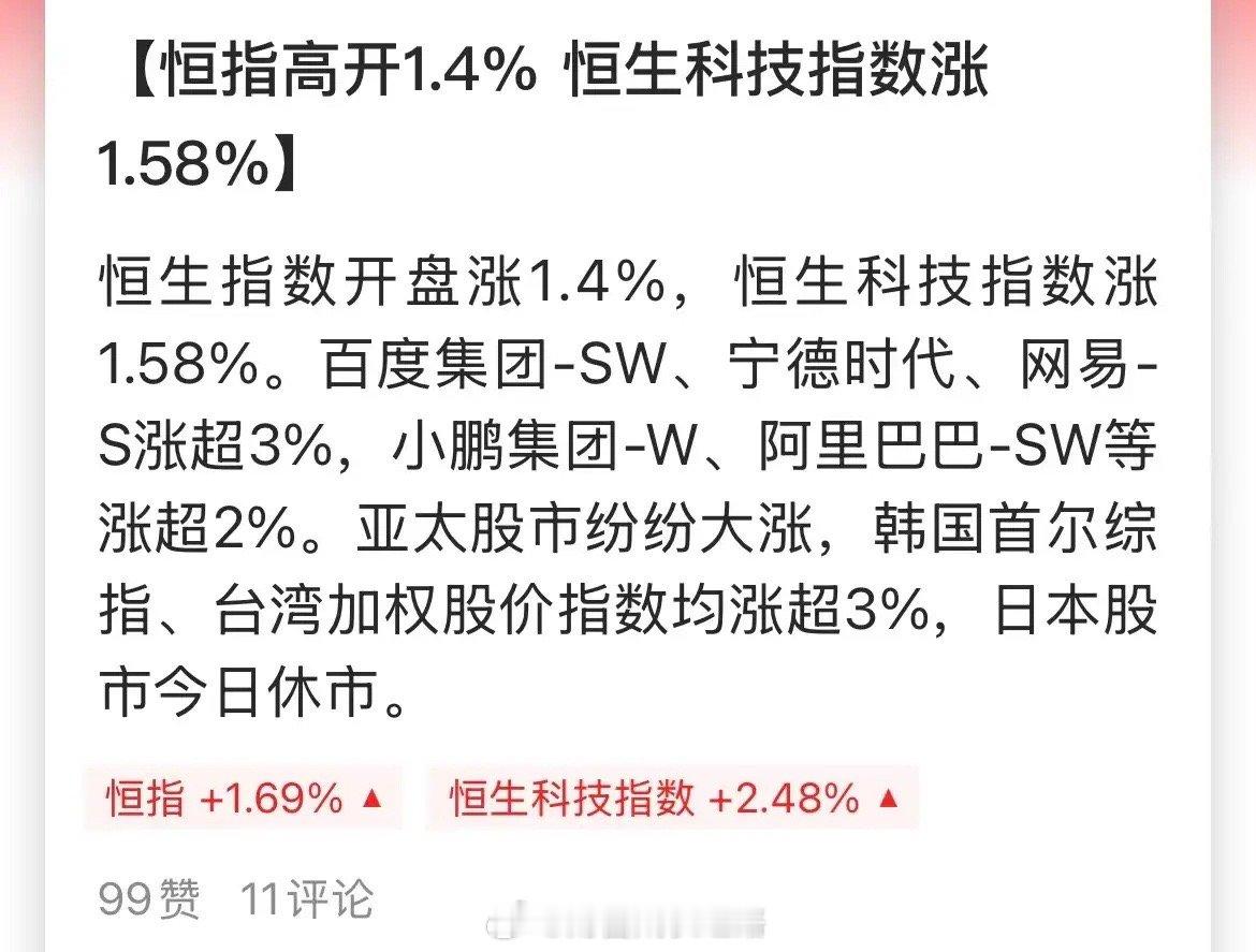 A股五一长假的首个交易日，港股大涨，韩股大涨，台湾股市大涨！还是熟悉的节奏啊，我