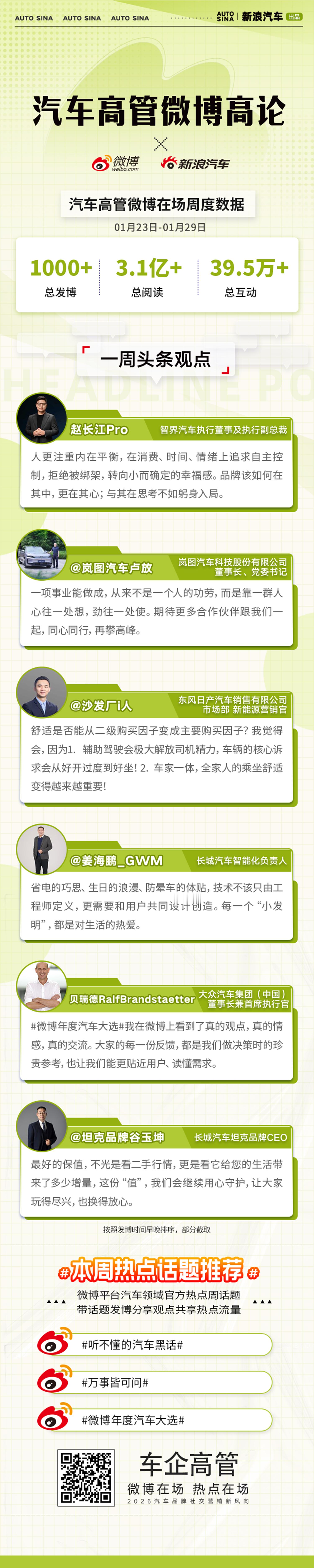 汽车真正的价值不是技术参数，而是是否让你的生活更松弛、更像家。汽车高管微博高论，