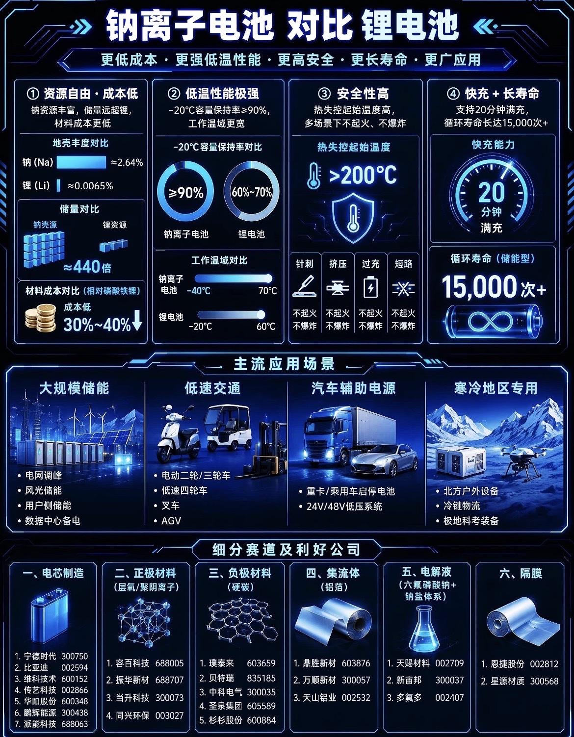 一张图对比钠离子电池和锂电池