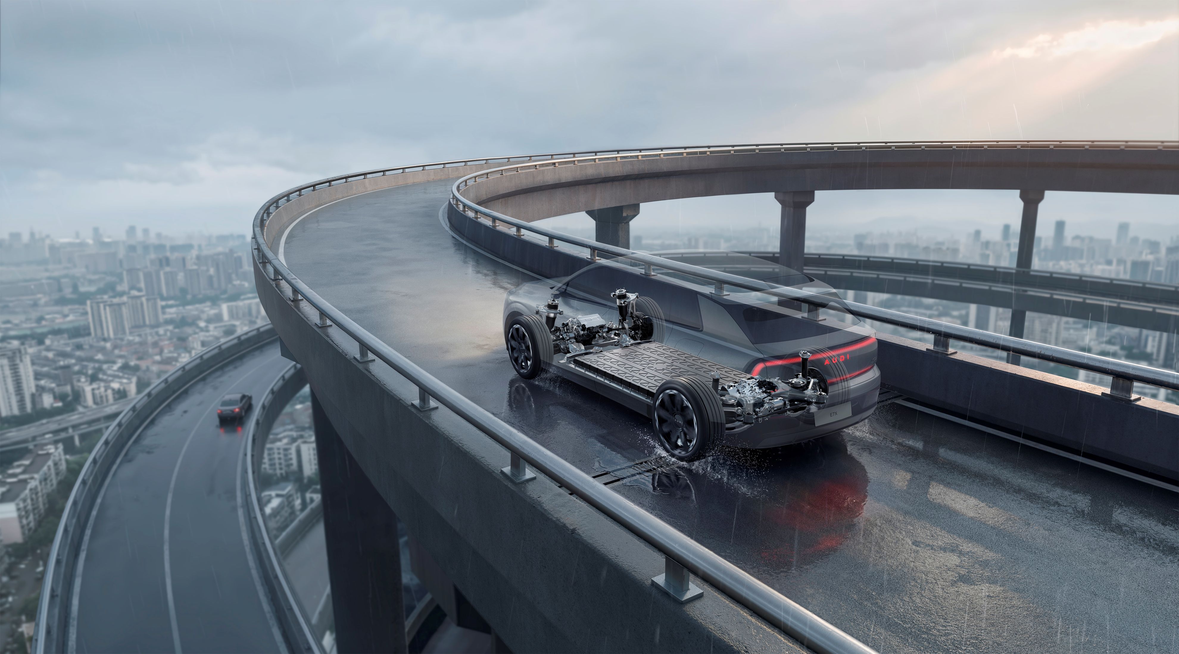 北京车展首日，上汽奥迪发布重磅纯电车型——E7X，并首次揭秘了奥迪全新智慧客厅内