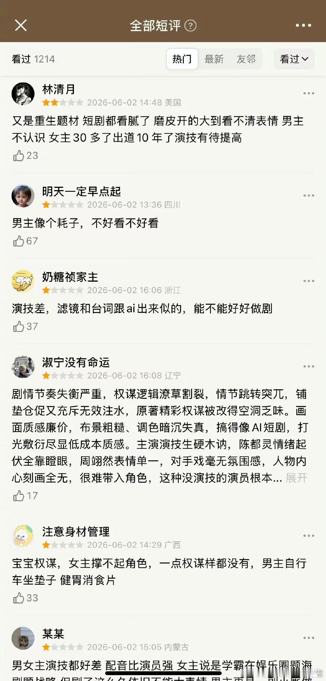 翘楚刚开播豆瓣大量一星翘楚豆瓣全是一星 翘楚首播反馈，故意带节奏 