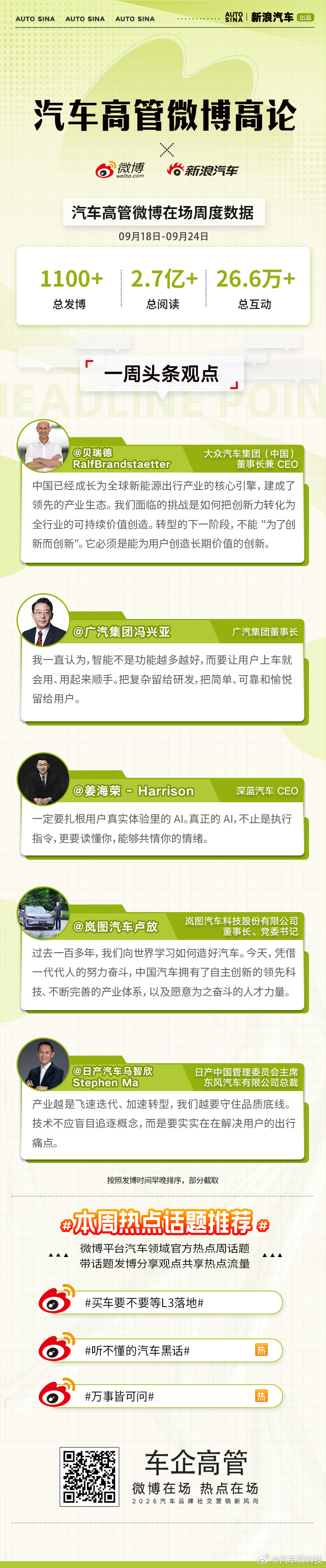 从用户长期价值到真实用车体验，从产业协同到品质底线，听汽车高管们如何看待行业转型