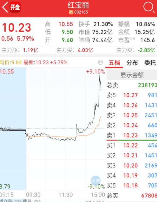 $红宝丽 sz002165$ 老一批的止跌反抽，先拿明天修复的先手。。 ​​​