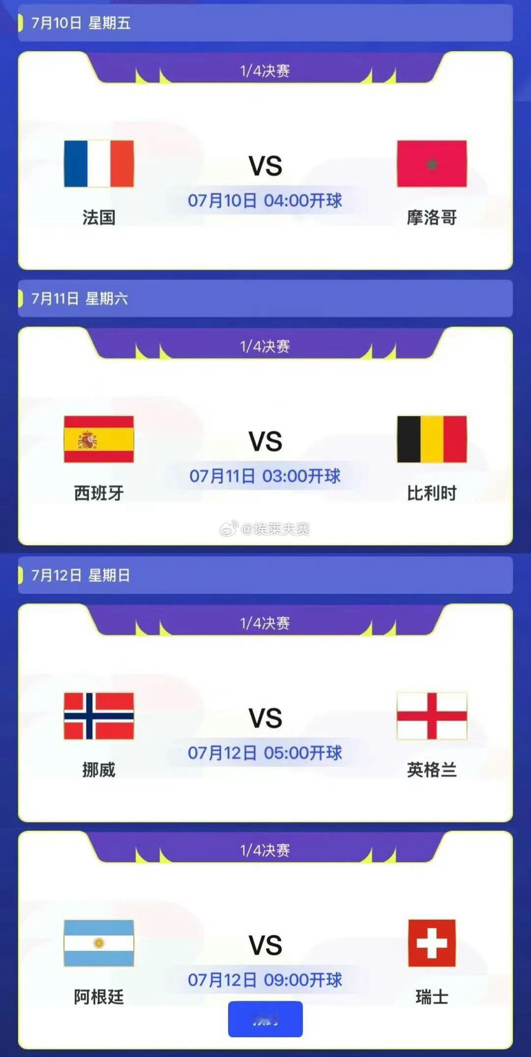 世界杯8强全部产生2026美加墨世界杯八强已全部诞生！1/4决赛对阵如下：· 上