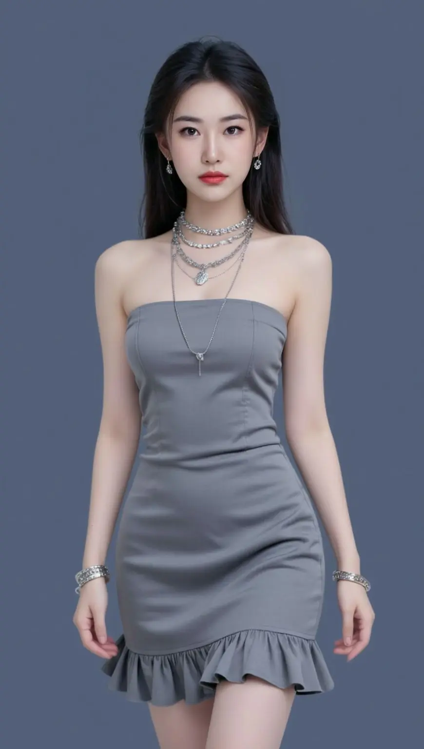 AI灰调抹胸写真 ai创作