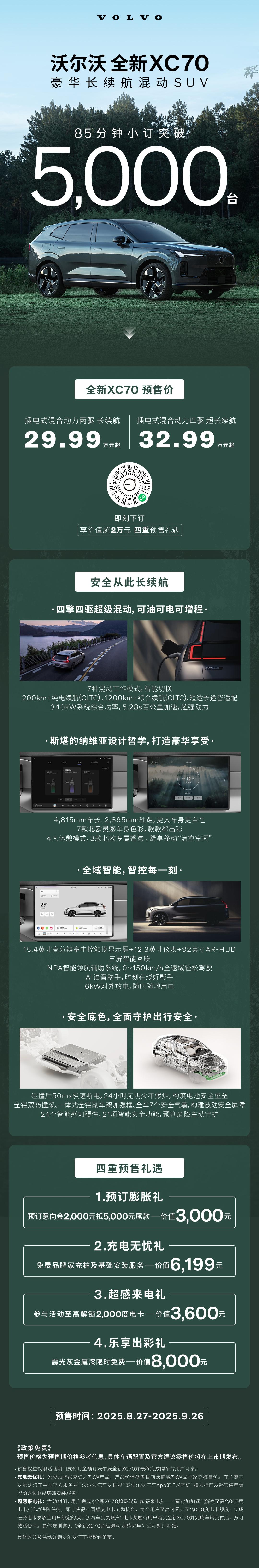 沃尔沃全新XC70全球首发85分钟订单突破5000台！豪华超混第一车，势不可挡 