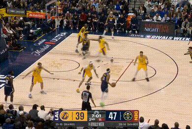 39-49落后，掘金能得分的人真多湖人vs掘金