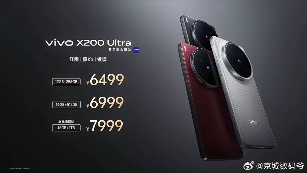 vivo X300 Ultra昨晚售价公布，相比上一代售价上涨500-1000。