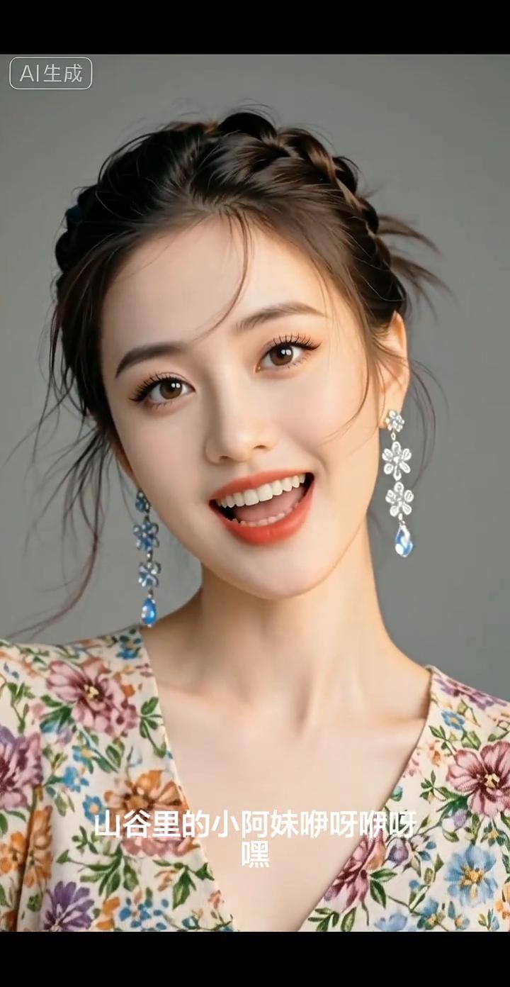AI生成。
山谷里的小阿妹哎哟哟，歌声一样阳光就多一缕。你走过的土路都开花了，连