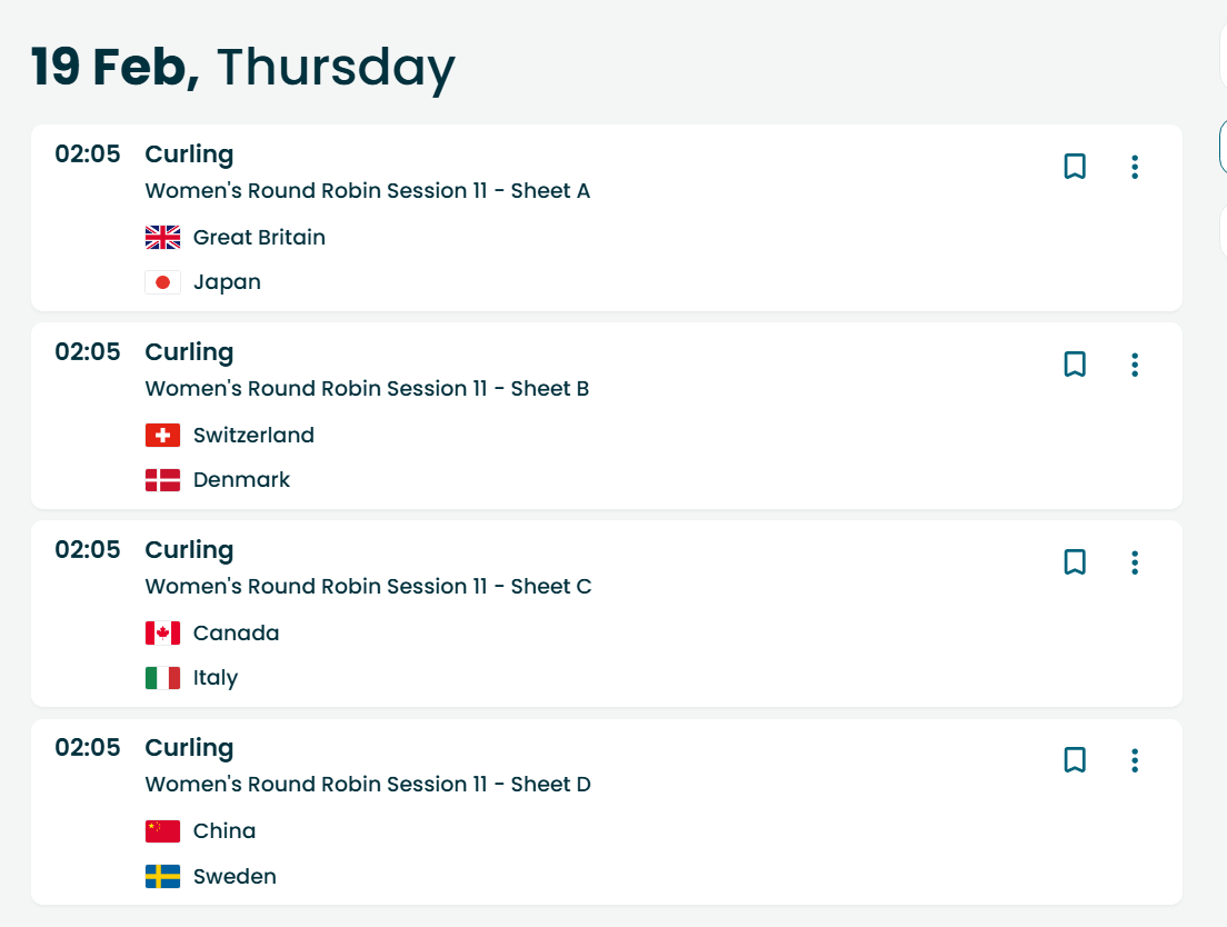 【奥运冰壶】北京时间今天下午16点，中国女队对丹麦；晚上21点男队对捷克；明天凌