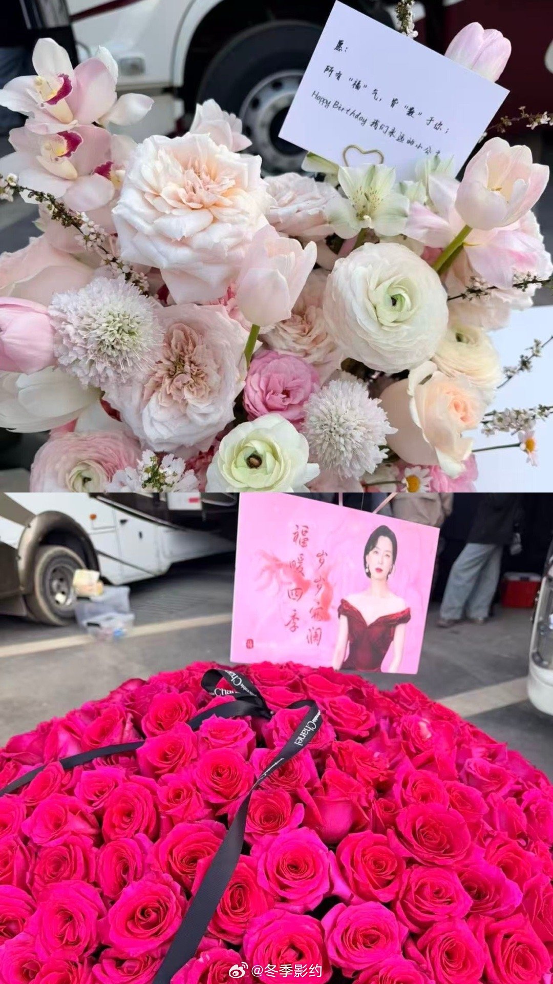 何不同舟渡剧组给陈数庆生 看到何不同舟渡剧组给陈数庆生的照片直接羡慕，巨型红玫瑰