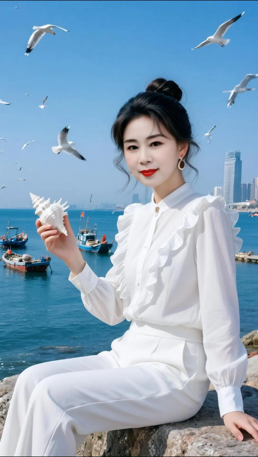 AI海滨清新写真 ai创作