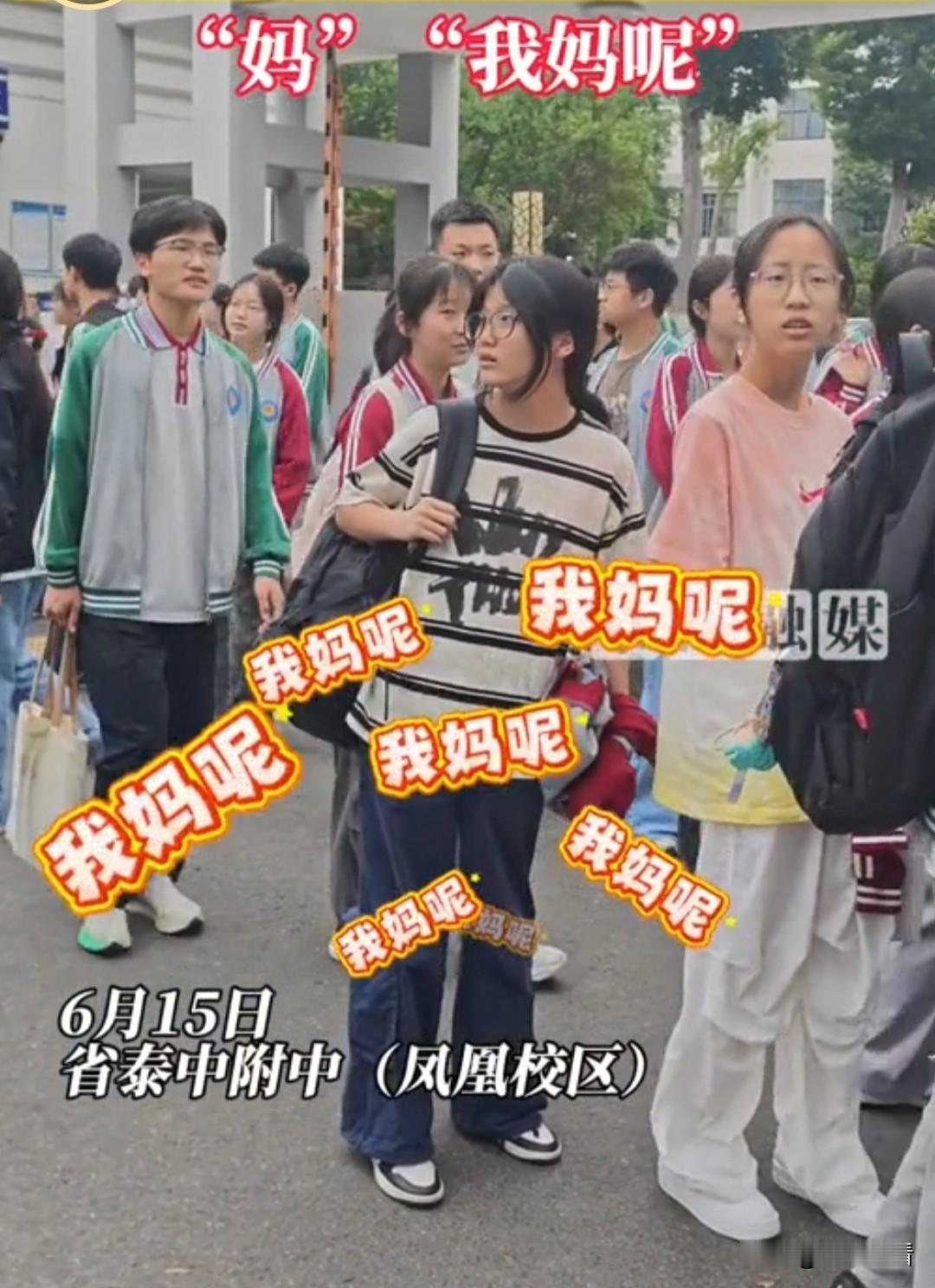 考场外遍地寻妈现场，主打一群准成年人秒变小蝌蚪！
 
泰州中学附中凤凰校区中考首