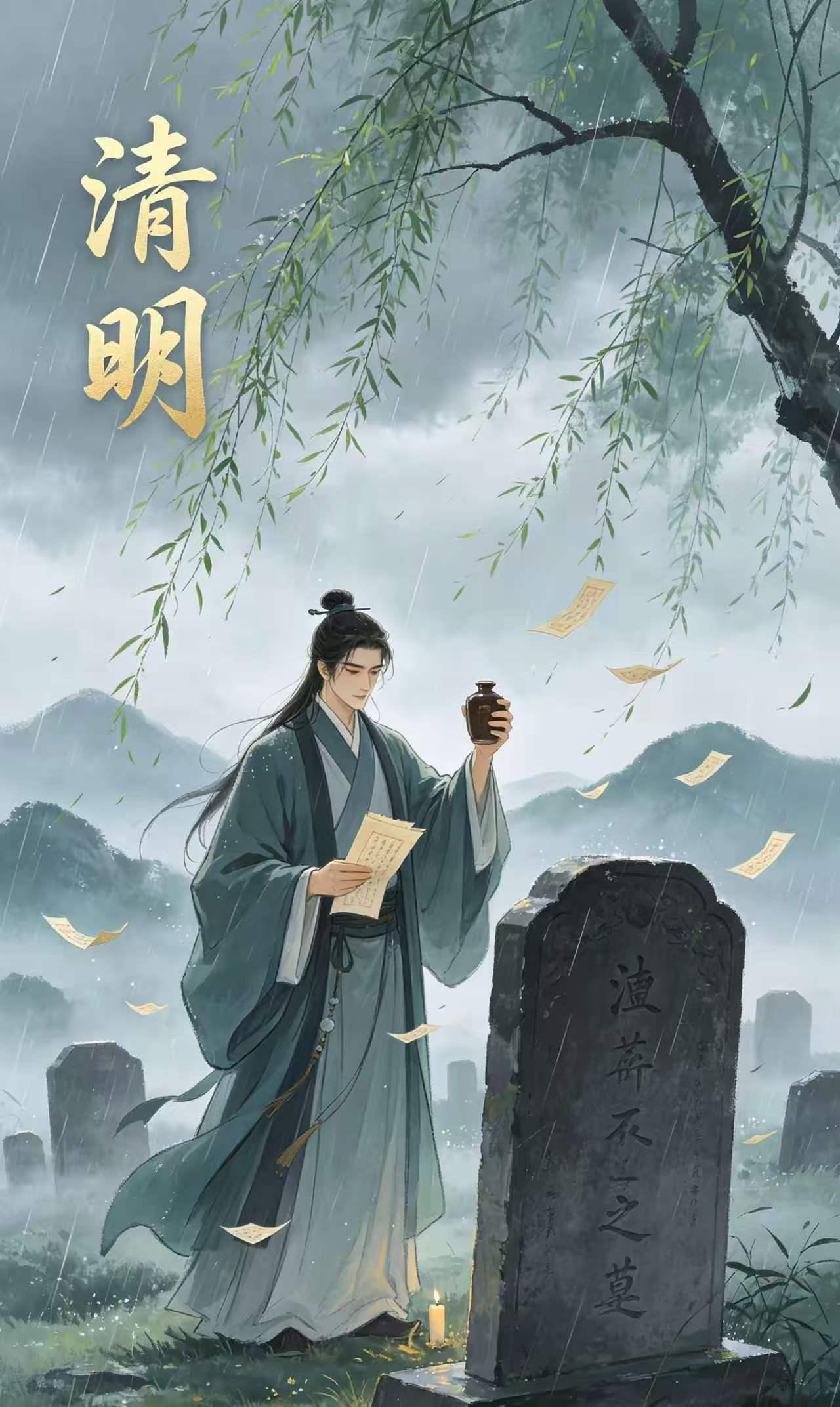 清明忆亲
芳草萋萋又一春，
清明时节忆亲人。
纸灰飞作白蝴蝶，
点点相思染客尘。