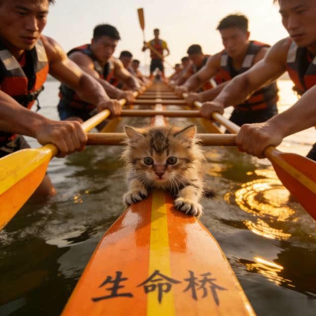 太暖了！龙舟队划桨搭“生命桥” 救下落水小猫
 
龙舟训练正酣，队员突然发现水面