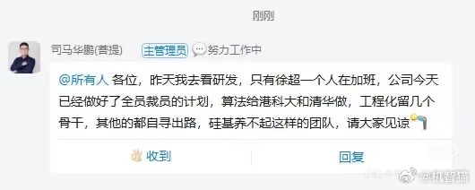 硅基智能CEO：研发就一个人加班，准备全员裁员，养不起你们 ​​​