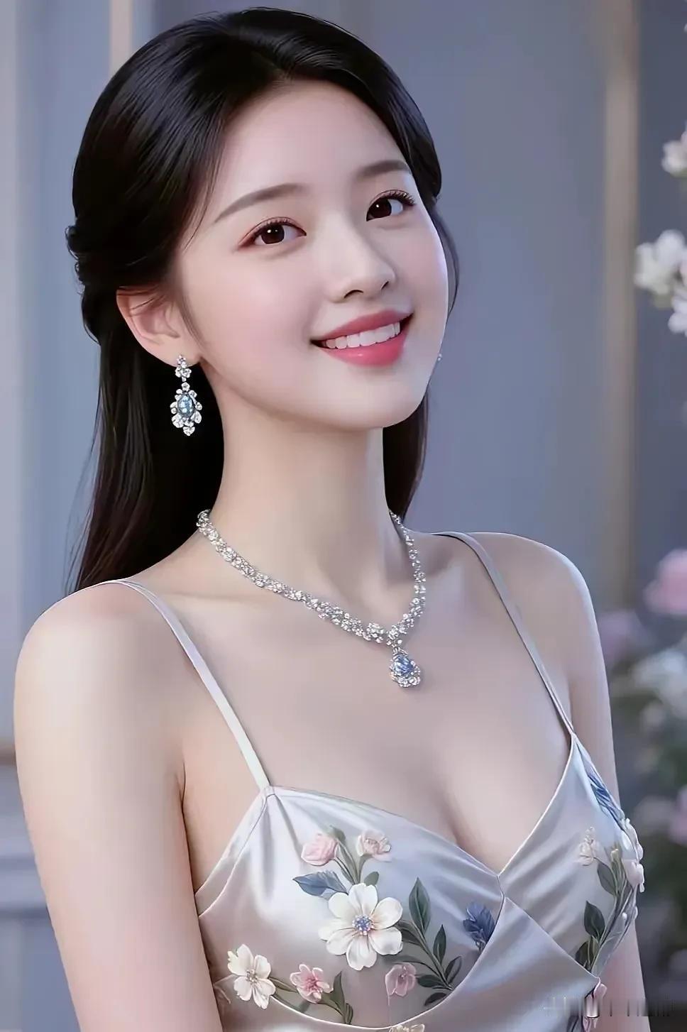 缎面花裙衬着钻饰，笑意揉进眉眼，是温柔又精致的优雅感💎
高级感缎面长裙 高级感