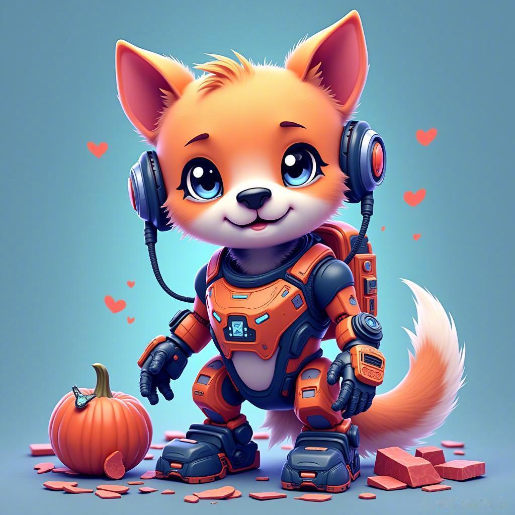 科技与萌宠的结合，真是让人心动不已！这只可爱的小狗狗带着未来的梦幻色彩，仿佛在告