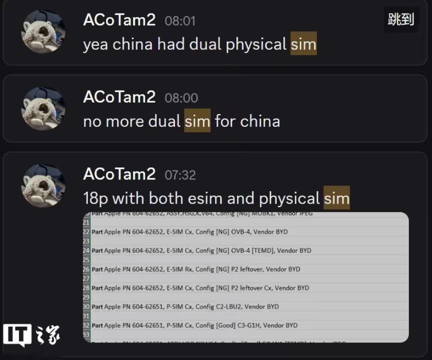 【iPhone18Pro国行版或支持eSIM】Discord 频道 Early 